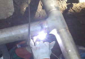 Stainless steel pipe repair.